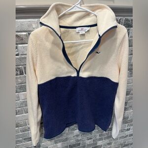 Vineyard Vines Cream and Navy Fleece Jacket